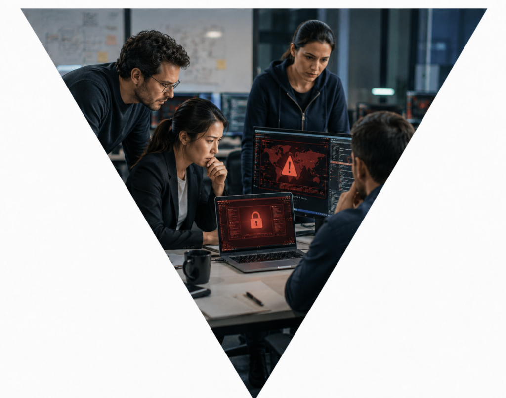 Equipo de ciberseguridad analizando una alerta de ransomware y malware en varios equipos de la empresa.